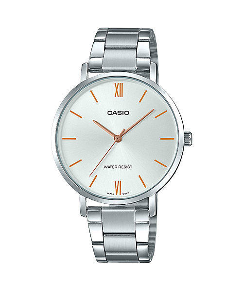 CASIO LTP-VT01D-7BUDF SILVER ANALOG DIAL SILVER STAINLESS STEEL BAND WOMEN'S WATCH A1625