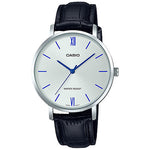 CASIO LTP-VT01L-7B1UDF WHITE ANALOG DIAL BLACK LEATHER BAND WOMEN'S WATCH A1627