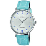 CASIO LTP-VT01L-7B3UDF WHITE ANALOG DIAL BLUE LEATHER BAND WOMEN'S WATCH A1631