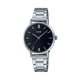 CASIO LTP-VT02D-1AUDF BLACK ANALOG DIAL SILVER STAINLESS STEEL BAND WOMEN'S WATCH A1997