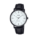 CASIO ENTICER LADIES LTP-VT03BL-7BDF WHITE ANALOG DIAL BLACK LEATHER BAND A2427