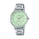 CASIO ENTICER LADIES LTP-VT03D-3BDF GREEN ANALOG DIAL SILVER STAINLESS STEEL BAND A2422
