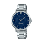 CASIO ENTICER LADIES LTP-VT04D-2ADF BLUE ANALOG DIAL SILVER STAINLESS STEEL BAND A2429