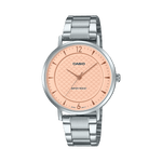 CASIO ENTICER LADIES LTP-VT04D-4ADF PINK ANALOG DIAL SILVER STAINLESS STEEL BAND A2430
