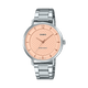 CASIO ENTICER LADIES LTP-VT04D-4ADF PINK ANALOG DIAL SILVER STAINLESS STEEL BAND A2430