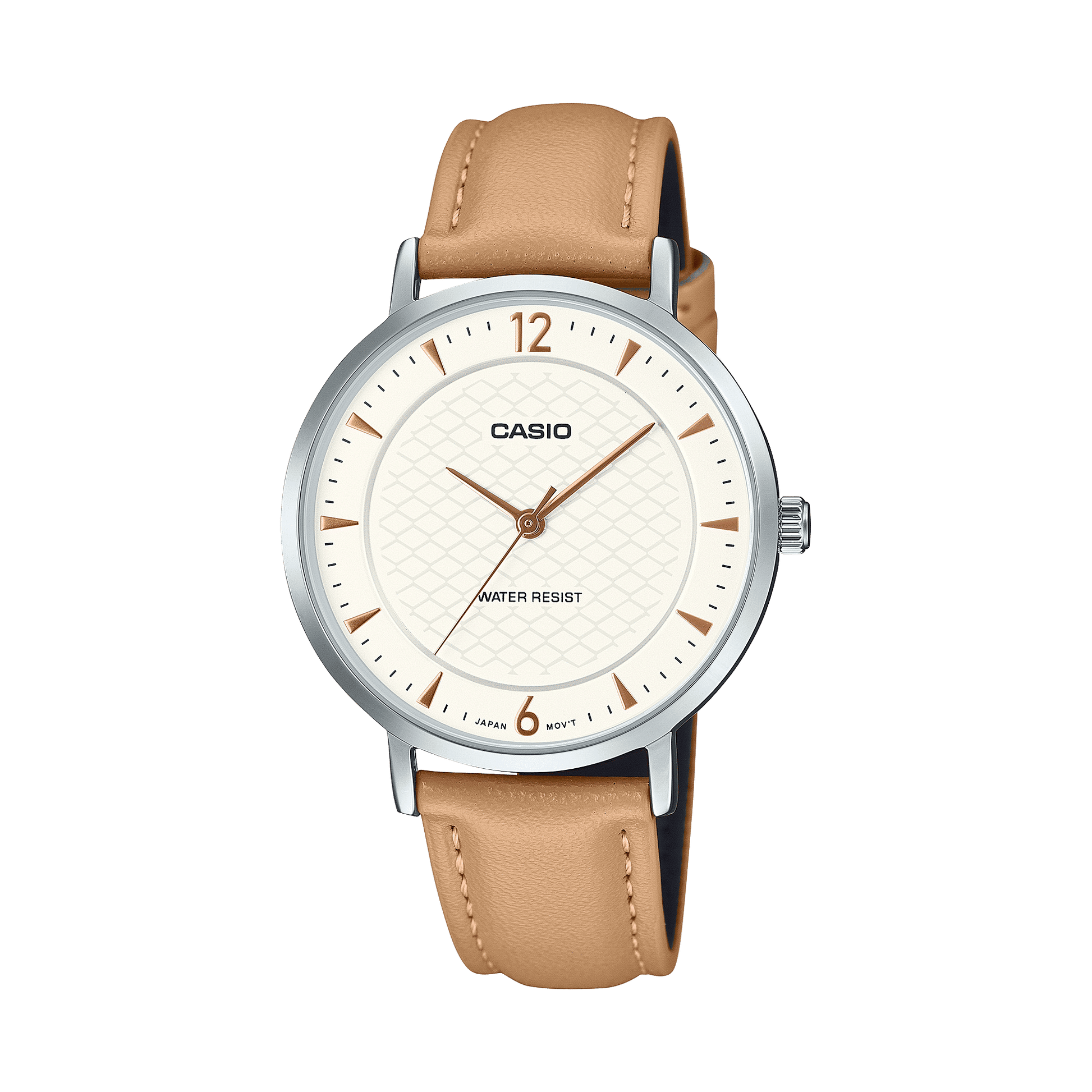 CASIO ENTICER LADIES LTP-VT04L-7A1DF GOLD ANALOG DIAL BROWN LEATHER BAND A2432