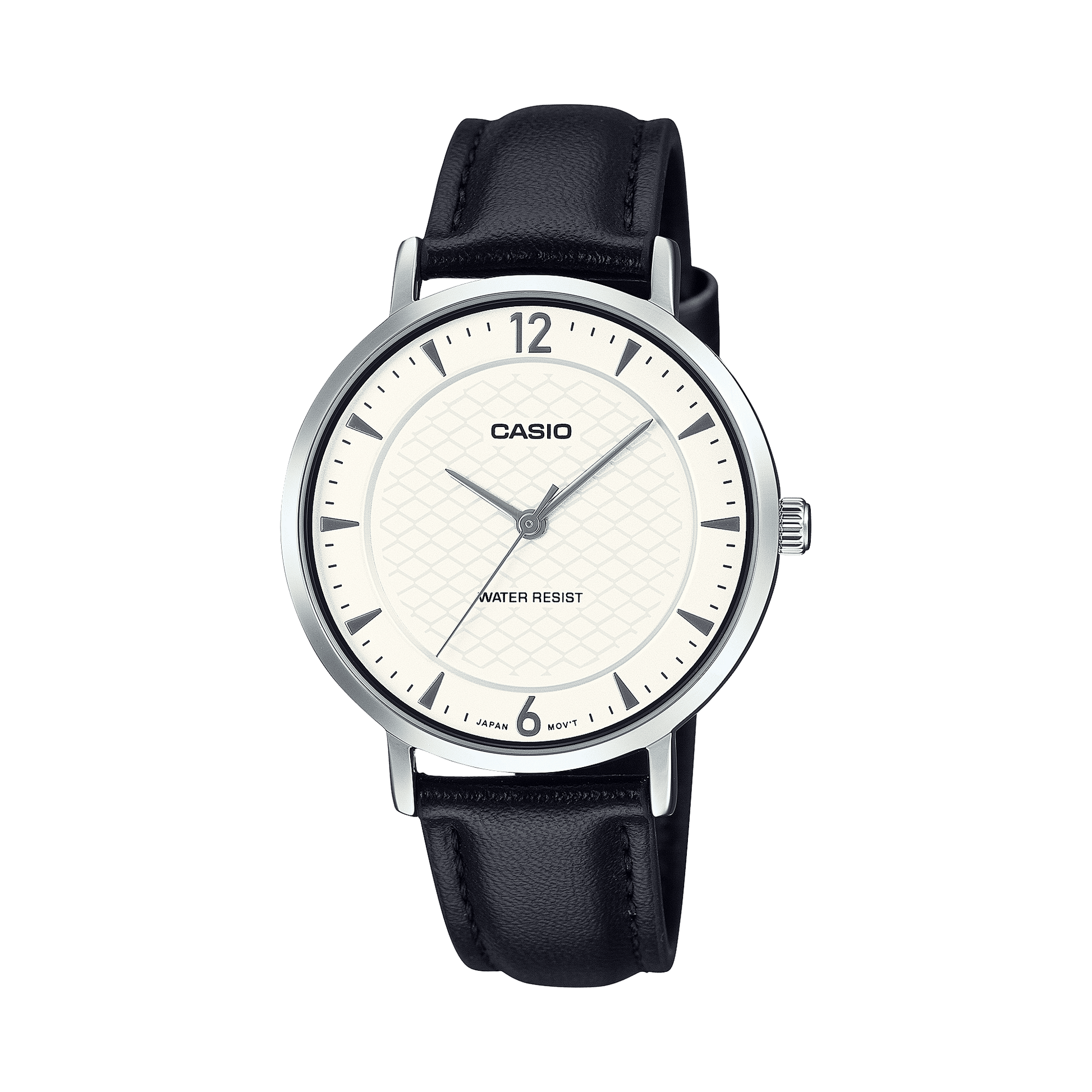 CASIO ENTICER LADIES LTP-VT04L-7A2DF WHITE ANALOG DIAL BLACK LEATHER BAND A2433