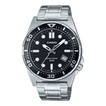 CASIO ENTICER MEN MTD-135D-1AVDF BLACK ANALOG DIAL SILVER STAINLESS STEEL BAND A2376