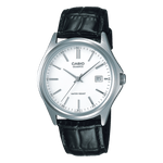 CASIO MTP-1183E-7ADF WHITE ANALOG DIAL BLACK LEATHER BAND MEN'S WATCH A2300