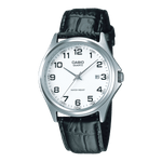 CASIO MTP-1183E-7BDF WHITE ANALOG DIAL BLACK LEATHER BAND MEN'S WATCH A212