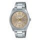 CASIO ENTICER MEN MTP-1302DD-9AVDF GOLDEN ANALOG DIAL SILVER STAINLESS STEEL BAND A2343