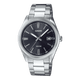 CASIO MTP-1302PD-1A1VEF BLACK ANALOG DIAL SILVER STAINLESS STEEL BAND MEN'S WATCH A2226