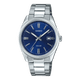 CASIO MTP-1302PD-2AVEF BLUE ANALOG DIAL SILVER STAINLESS STEEL BAND MEN'S WATCH A2227