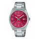CASIO ENTICER MEN MTP-1302PD-4AVEF RED ANALOG DIAL SILVER STAINLESS STEEL BAND A2367