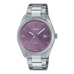 CASIO ENTICER MEN MTP-1302PD-6AVEF PURPLE ANALOG DIAL SILVER STAINLESS STEEL BAND A2368