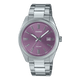 CASIO ENTICER MEN MTP-1302PD-6AVEF PURPLE ANALOG DIAL SILVER STAINLESS STEEL BAND A2368