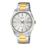 CASIO ENTICER MEN MTP-1302PSG-7AVEF SILVER ANALOG DIAL TWO-TONE STAINLESS STEEL BAND A2370