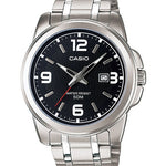 CASIO MTP-1314D-1AVDF BLACK ANALOG DIAL SILVER STAINLESS STEEL BAND MEN'S WATCH A550