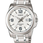 CASIO MTP-1314D-7AVDF WHITE ANALOG DIAL SILVER STAINLESS STEEL BAND MEN'S WATCH A552