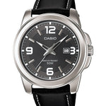 CASIO MTP-1314L-8AVDF GRAY ANALOG DIAL BLACK LEATHER BAND MEN'S WATCH A554
