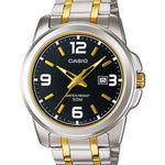 CASIO MTP-1314SG-1AVDF BLACK ANALOG DIAL DUAL TONED STAINLESS STEEL BAND MEN'S WATCH A777
