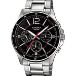 CASIO MTP-1374D-1AVDF BLACK ANALOG DIAL SILVER STAINLESS STEEL BAND MEN'S WATCH A832