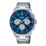 CASIO ENTICER MEN MTP-1374D-2A3VDF BLUE ANALOG DIAL SILVER STAINLESS STEEL  BAND A2346