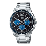 CASIO ENTICER MEN MTP-1374D-2AVDF BLUE ANALOG DIAL SILVER STAINLESS STEEL  BAND A950