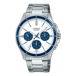 CASIO ENTICER MEN MTP-1374D-7A2VDF WHITE ANALOG DIAL SILVER STAINLESS STEEL  BAND A2348