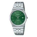 CASIO MTP-B145D-3AVDF GREEN ANALOG DIAL SILVER STAINLESS STEEL BAND MEN'S WATCH A2236