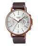CASIO MTP-E321RL-5AVDF ROSE GOLD IP WHITE ANALOG DIAL BROWN LEATHER BAND MEN'S WATCH A1850