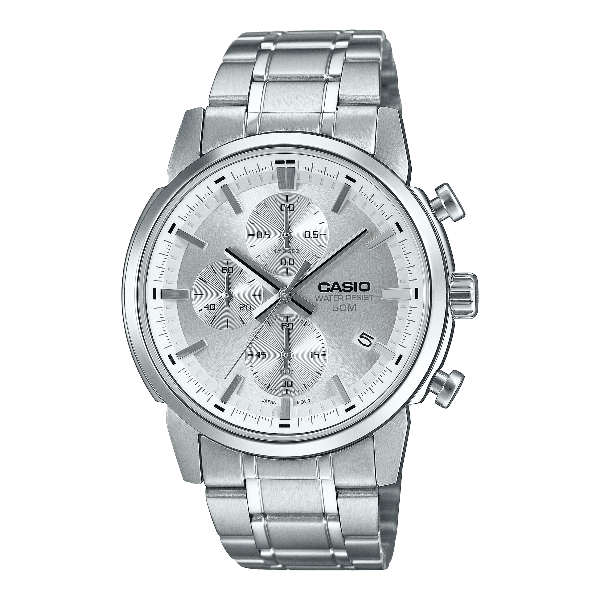CASIO MTP-E510D-7AVDF SILVER ANALOG DIAL SILVER STAINLESS STEEL BAND MEN'S WATCH A2305