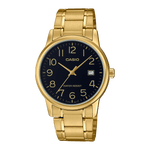 CASIO MTP-V002G-1BUDF GOLD IP BLACK ANALOG DIAL GOLD IP STAINLESS STEEL BAND MEN'S WATCH A2311