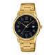CASIO MTP-V002G-1BUDF GOLD IP BLACK ANALOG DIAL GOLD IP STAINLESS STEEL BAND MEN'S WATCH A2311
