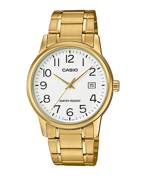 CASIO MTP-V002G-7B2UDF GOLD IP WHITE ANALOG DIAL GOLD IP STAINLESS STEEL BAND MEN'S WATCH A2312