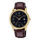 CASIO MTP-V002GL-1BUDF GOLD IP BLACK ANALOG DIAL BROWN LEATHER BAND MEN'S WATCH A2313