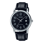 CASIO MTP-V002L-1BUDF BLACK ANALOG DIAL BLACK LEATHER BAND MEN'S WATCH A2315