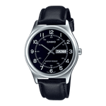 CASIO MTP-V006L-1B2UDF BLACK ANALOG DIAL BLACK LEATHER BAND MEN'S WATCH A2317