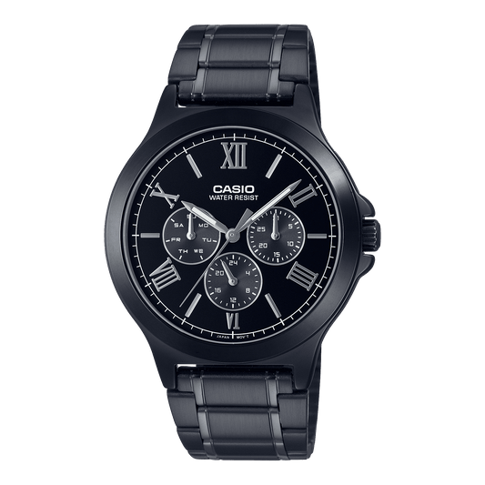 CASIO MTP-V300B-1AUDF BLACK IP ANALOG DIAL BLACK IP STAINLESS STEEL BAND MEN'S WATCH A1969
