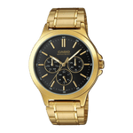 CASIO MTP-V300G-1AUDF GOLD IP WHITE ANALOG DIAL GOLD IP STAINLESS STEEL BAND MEN'S WATCH A2318