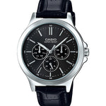 CASIO MTP-V300L-1AUDF BLACK ANALOG DIAL BLACK LEATHER BAND MEN'S WATCH A1176