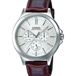 CASIO MTP-V300L-7AUDF WHITE ANALOG DIAL BROWN LEATHER BAND MEN'S WATCH A1177