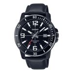CASIO MTP-VD01BL-1BVUDF BLACK IP ANALOG DIAL BLACK LEATHER BAND MEN'S WATCH A1981