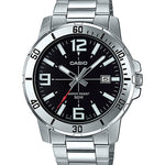 CASIO MTP-VD01D-1BVUDF BLACK ANALOG DIAL SILVER STAINLESS STEEL BAND MEN'S WATCH A1361