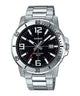 CASIO MTP-VD01D-1BVUDF BLACK ANALOG DIAL SILVER STAINLESS STEEL BAND MEN'S WATCH A1361