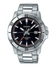 CASIO MTP-VD01D-1E2VUDF BLACK ANALOG DIAL SILVER STAINLESS STEEL BAND MEN'S WATCH A1734