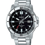 CASIO MTP-VD01D-1EVUDF BLACK ANALOG DIAL SILVER STAINLESS STEEL BAND MEN'S WATCH A1362