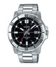 CASIO MTP-VD01D-1EVUDF BLACK ANALOG DIAL SILVER STAINLESS STEEL BAND MEN'S WATCH A1362