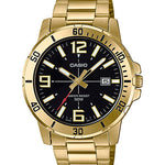 CASIO MTP-VD01G-1BVUDF GOLD IP BLACK ANALOG DIAL GOLD IP STAINLESS STEEL BAND MEN'S WATCH A1367