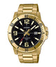 CASIO MTP-VD01G-1BVUDF GOLD IP BLACK ANALOG DIAL GOLD IP STAINLESS STEEL BAND MEN'S WATCH A1367